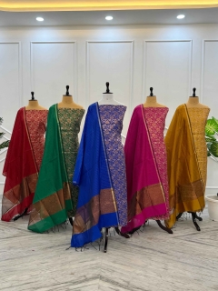 Designer Banarasi Jacquard Unstitched Suit Material
